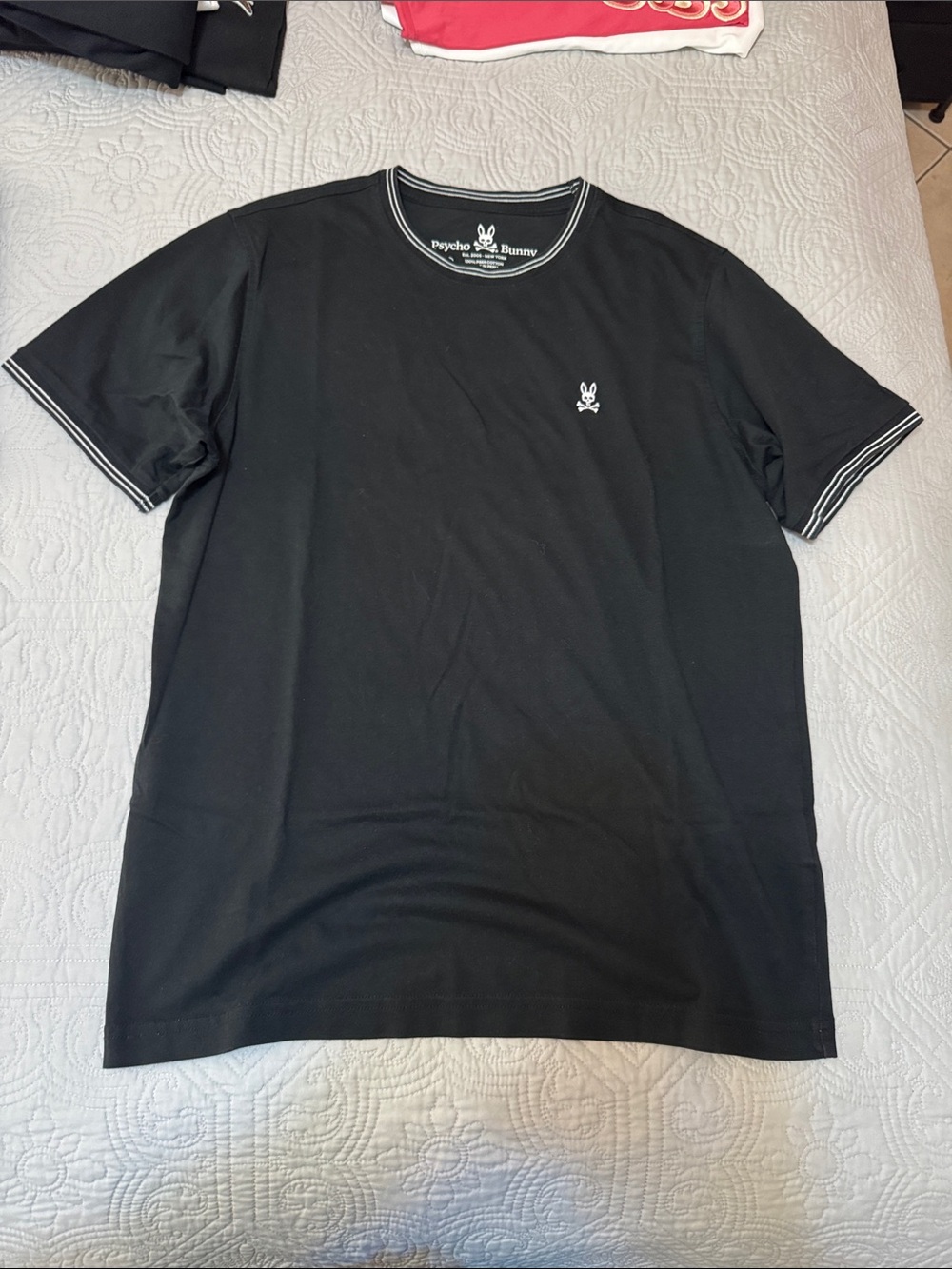 Psycho Bunny Black Short Sleeve Crew with White Trim